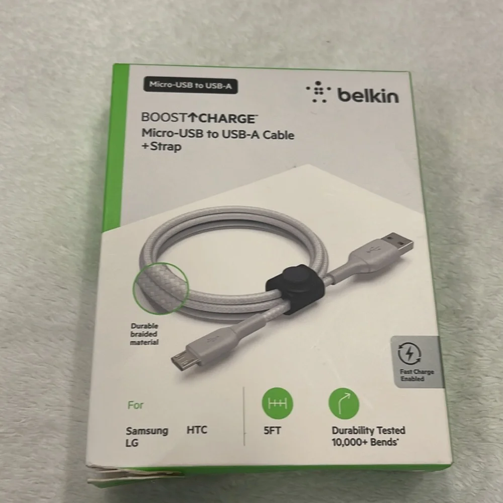 Belkin Boost Up 5 Ft Charge 8 Pins To USB-A Cable & Strap for Samsung LG